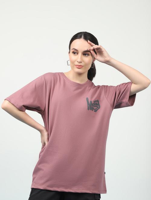 women back print round neck oversized t-shirt - 21370903 - Standard Image - 0