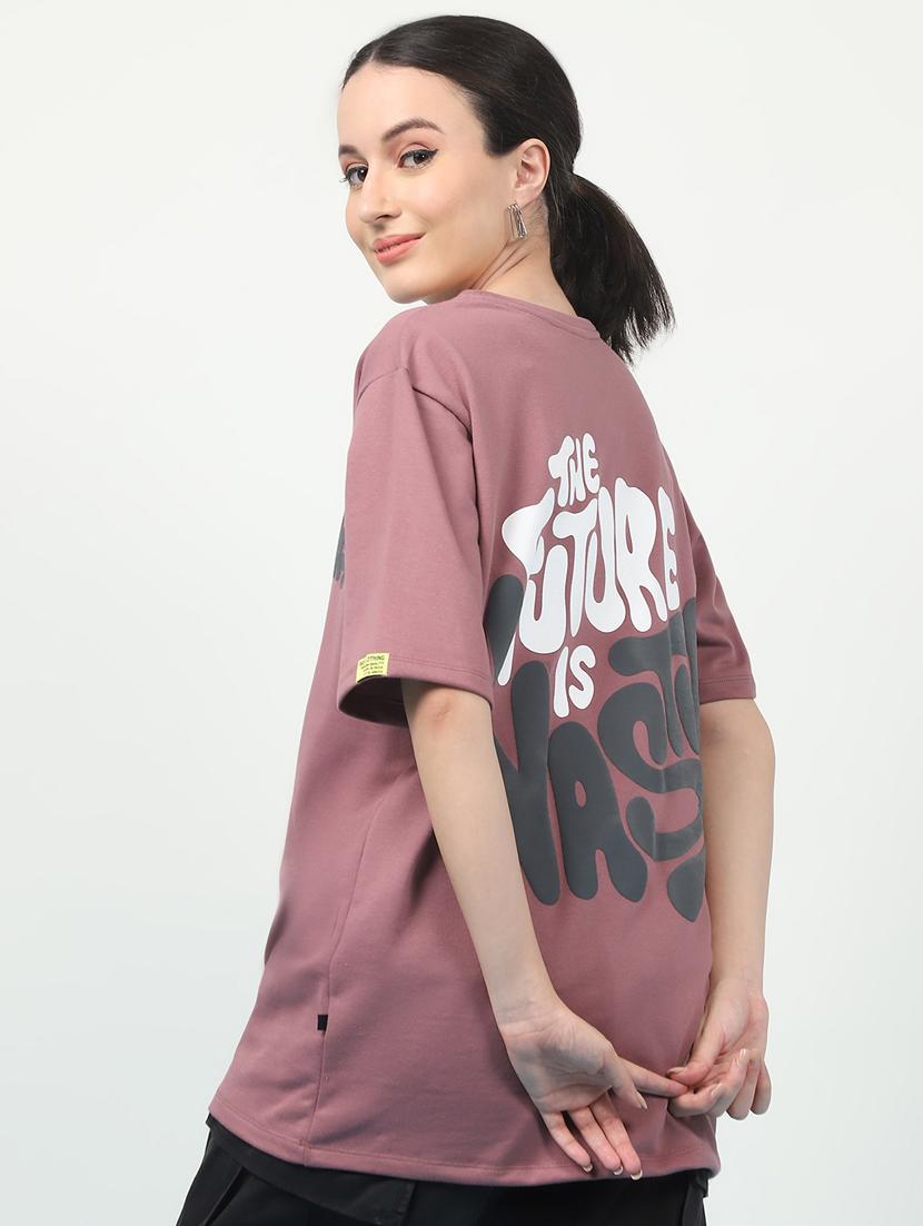 women back print round neck oversized t-shirt - 21370903 - Standard Image - 3