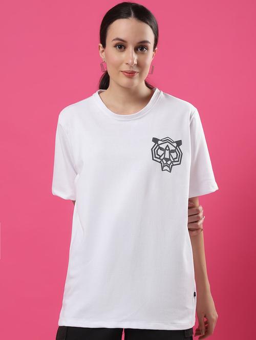 women back print round neck oversized t-shirt - 21370904 - Standard Image - 0