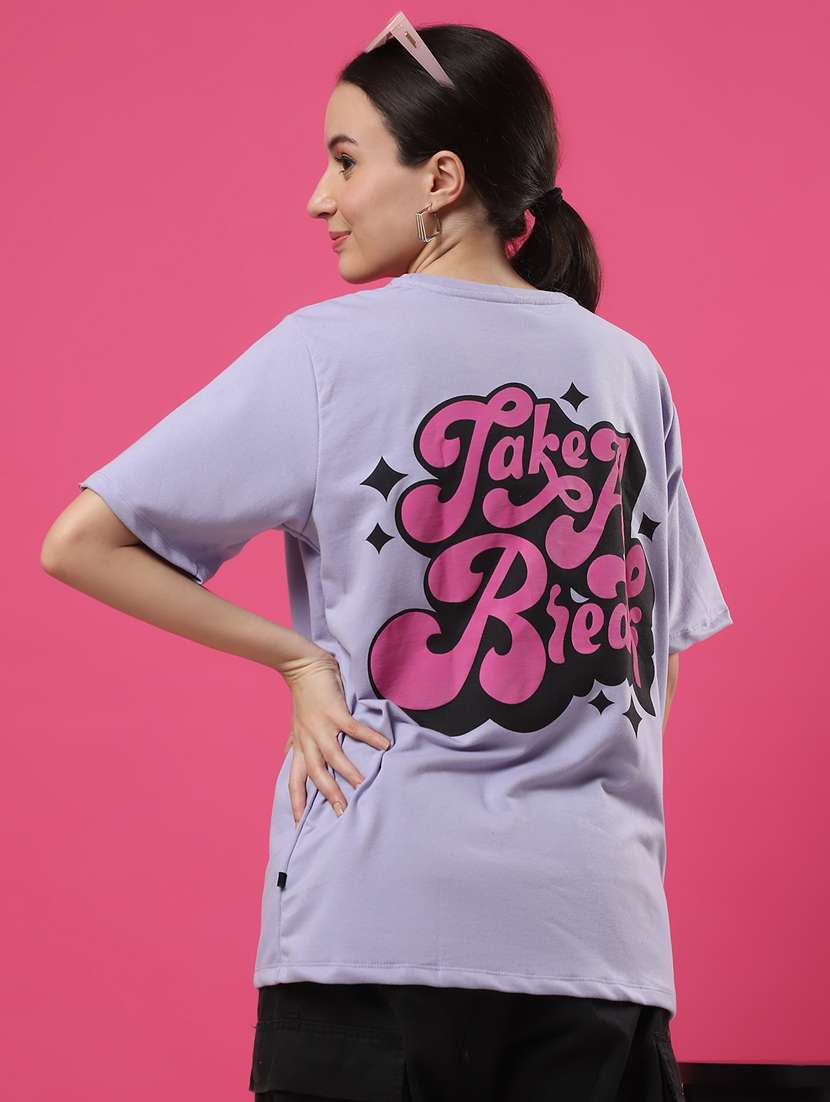 women back print round neck oversized t-shirt - 21370908 -  Standard Image - 3