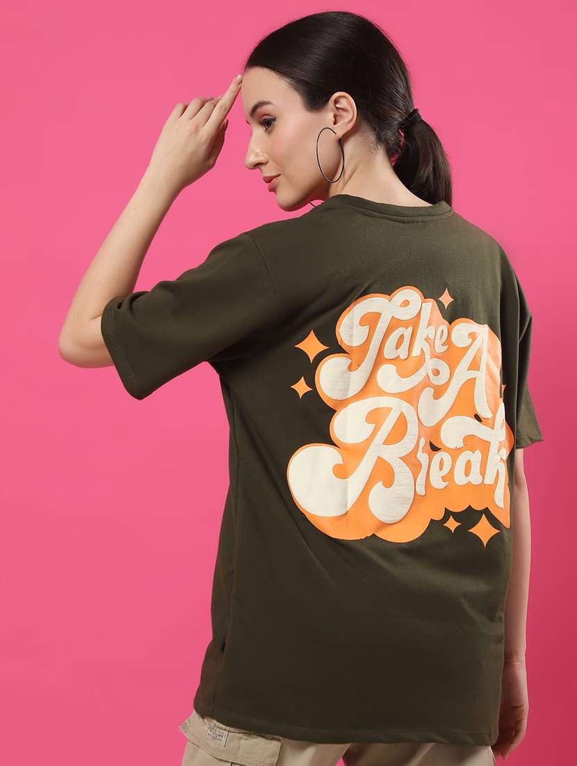 women back print round neck oversized t-shirt - 21370909 -  Standard Image - 3