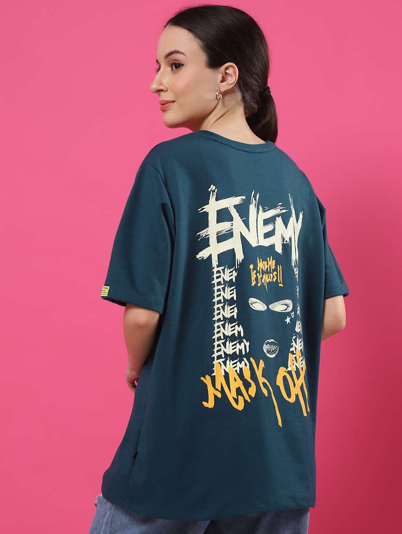 women back print round neck oversized t-shirt - 21370910 -  Standard Image - 3