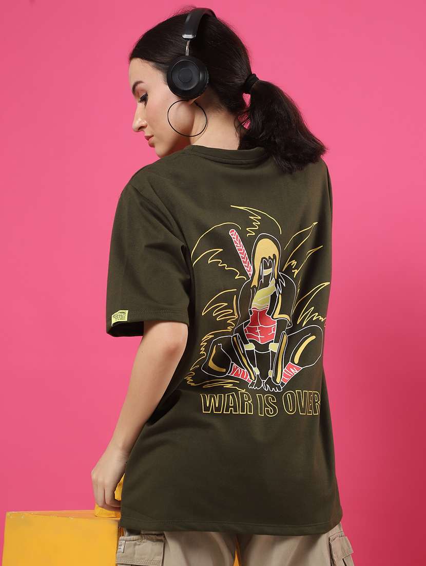 women back print round neck oversized t-shirt - 21370915 -  Standard Image - 3