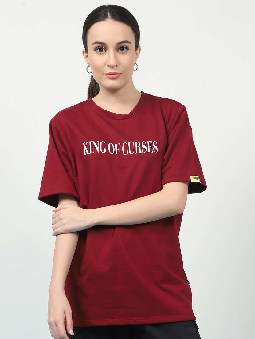 women back print round neck oversized t-shirt - 21370916 -  Zoom Image - 0