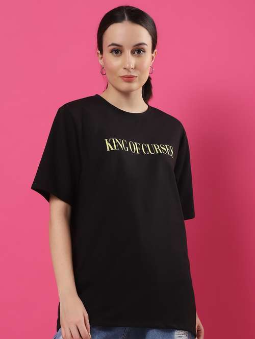 women back print round neck oversized t-shirt - 21370917 -  Standard Image - 0