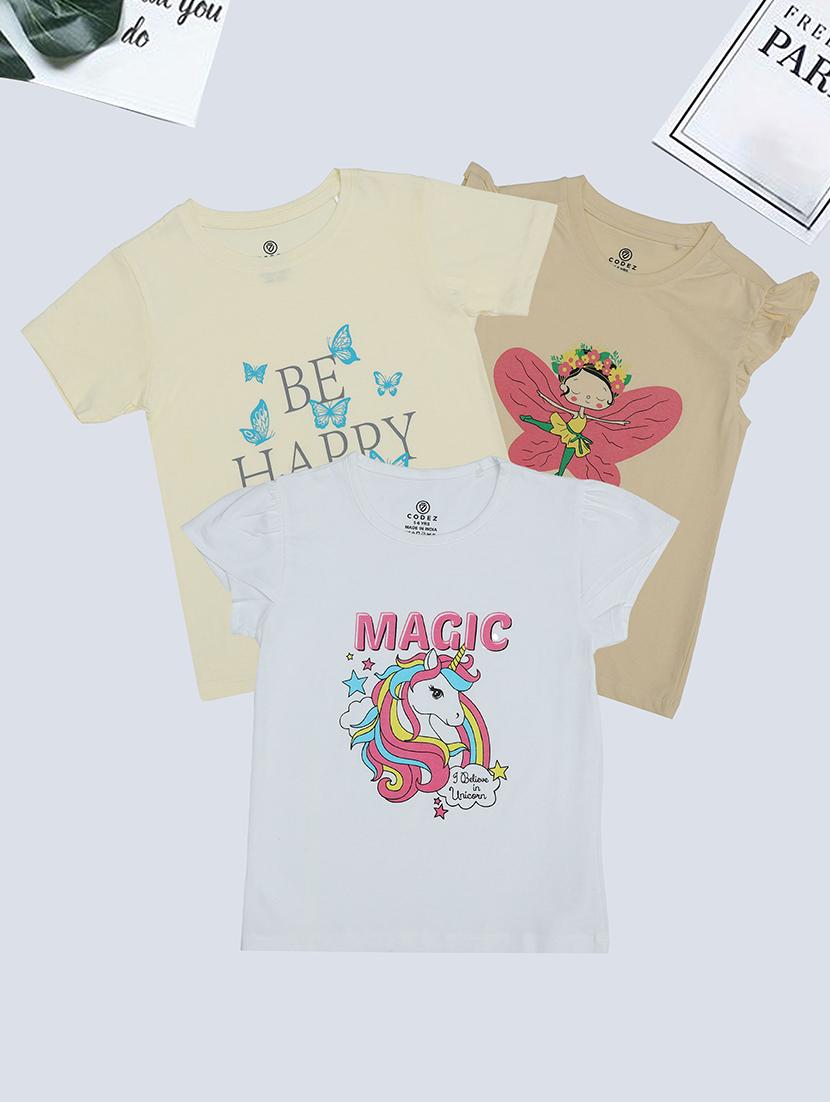 multi colored cotton blend front print tee - 21371370 -  Zoom Image - 0