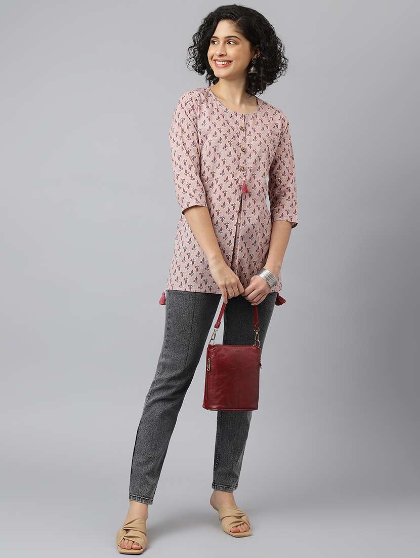women three quarter sleeve floral printed regular tunic - 21371673 -  Standard Image - 3