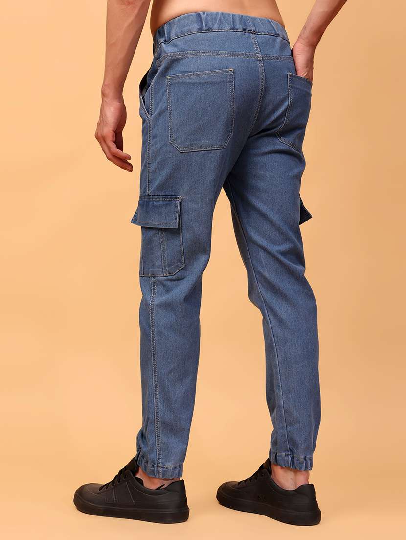 men solid mid rise cargo - 21371710 -  Standard Image - 3