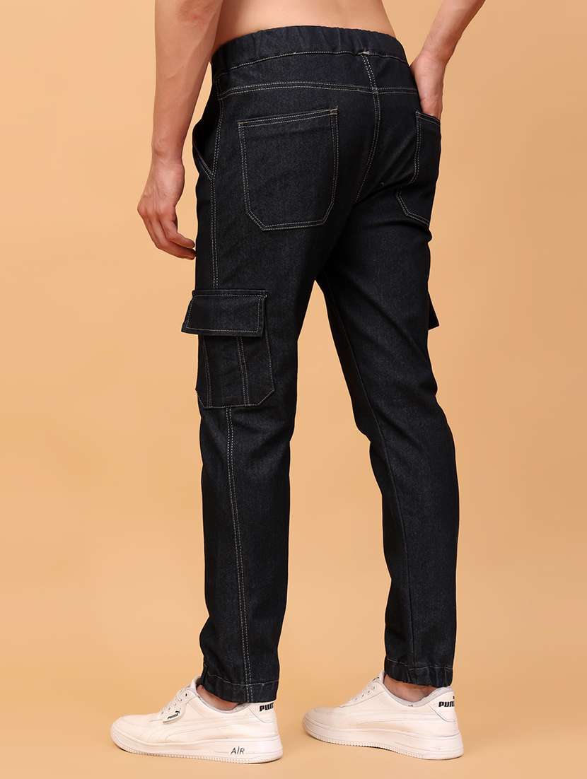 men solid mid rise cargo - 21371711 -  Standard Image - 3
