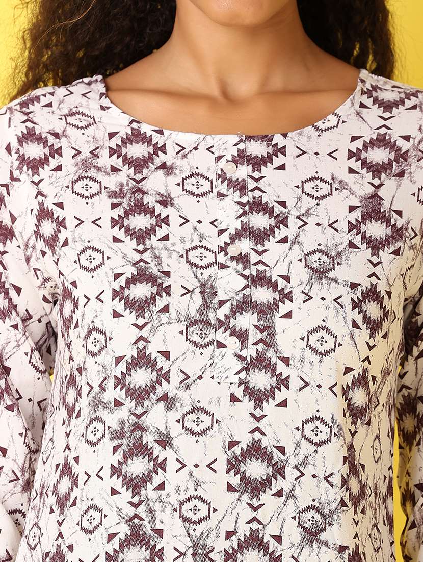 women printed round neck kurta palazzo set  - 21371941 -  Standard Image - 5