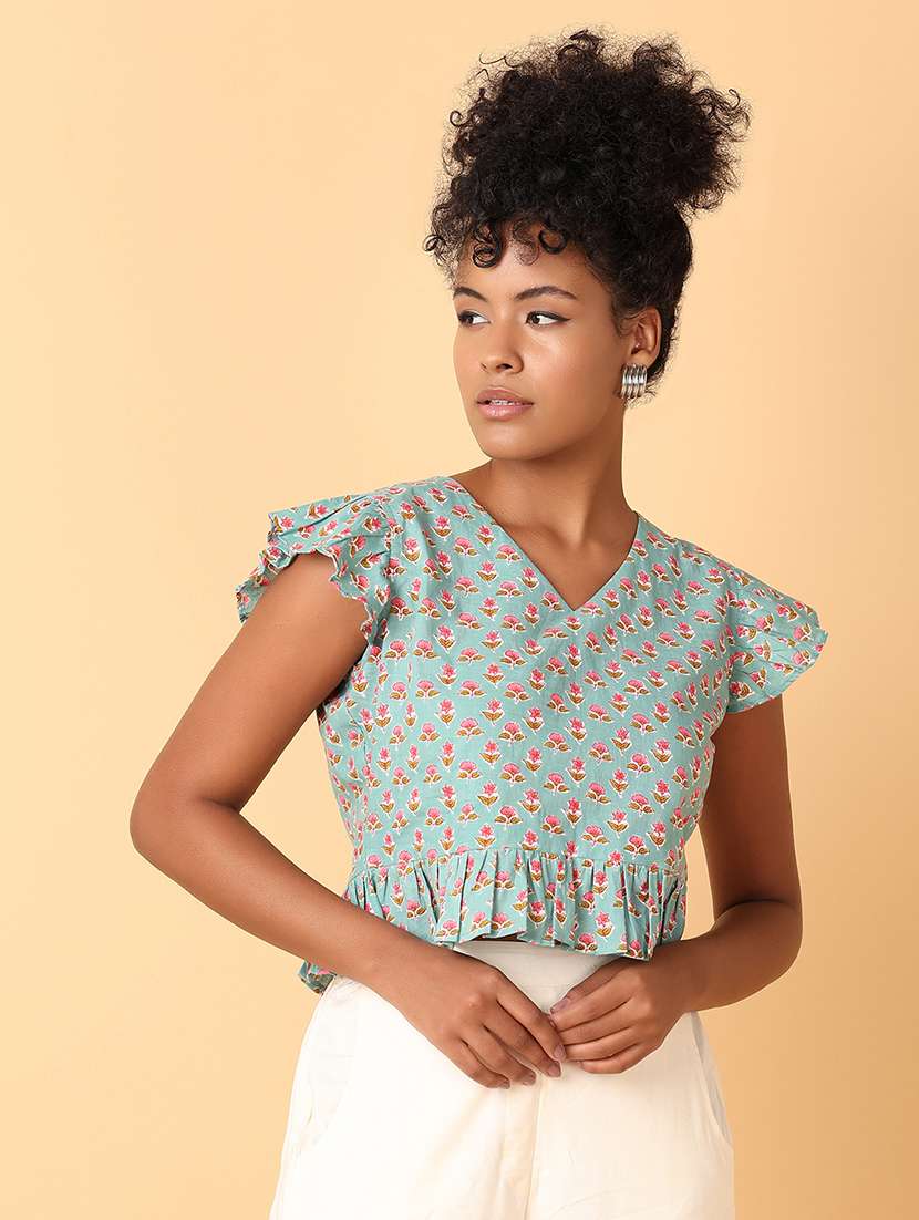 women printed cotton crop top - 21372009 -  Standard Image - 3