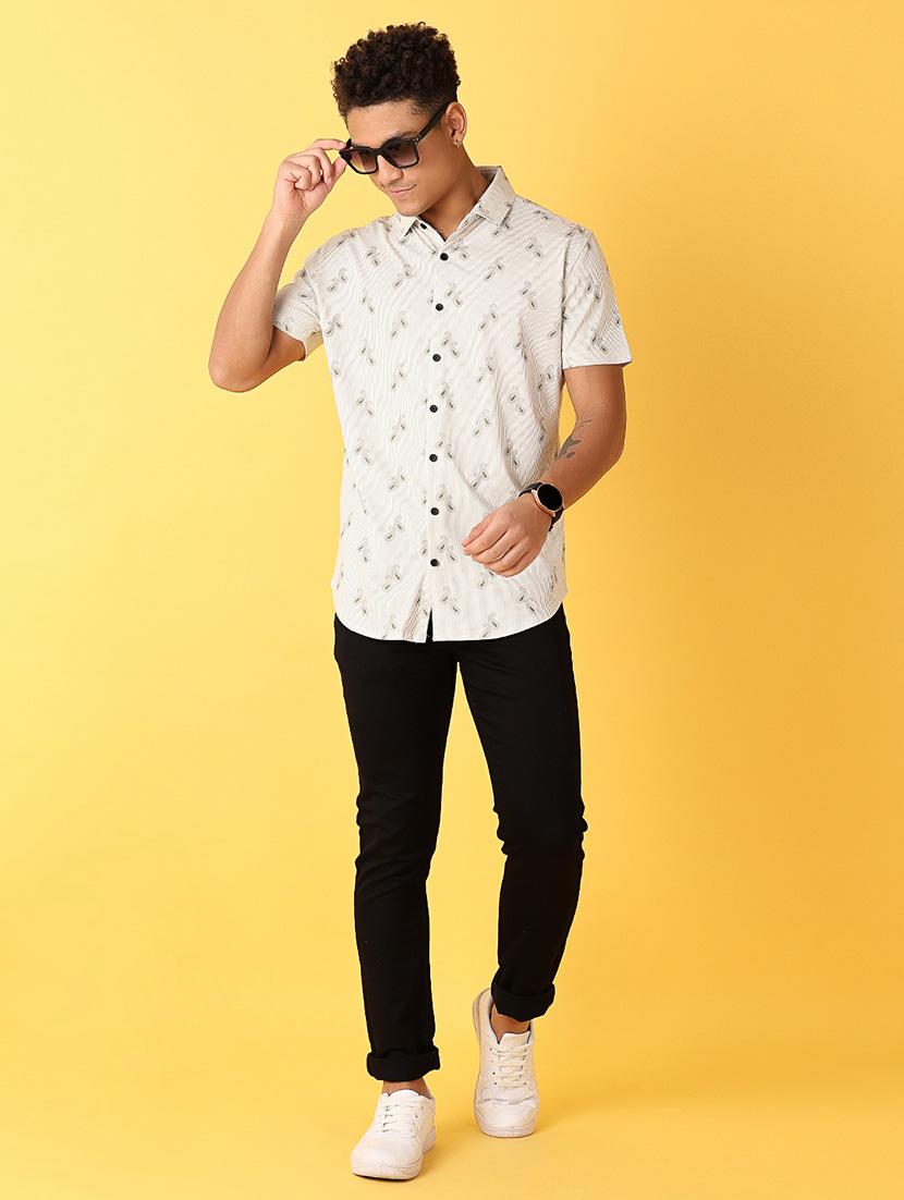 men printed short sleeves casual shirt - 21372027 - Standard Image - 3