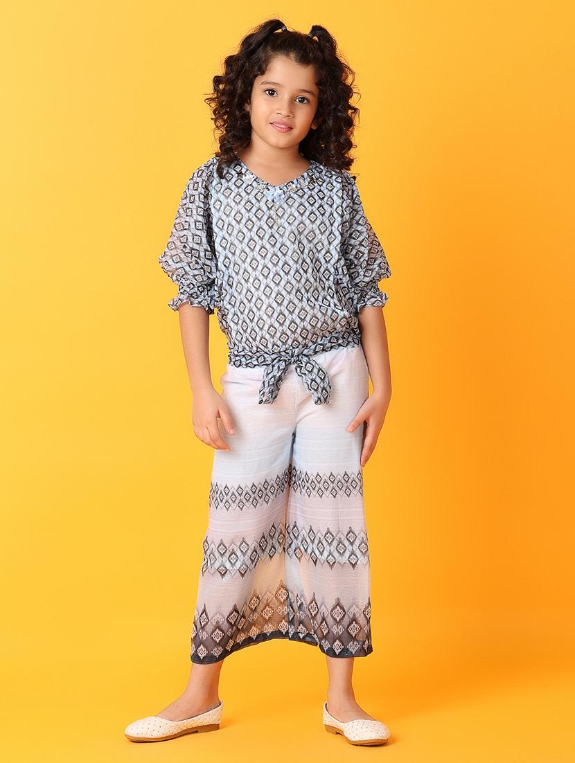 girls printed three quarter sleeves twin set - 21372034 -  Zoom Image - 0