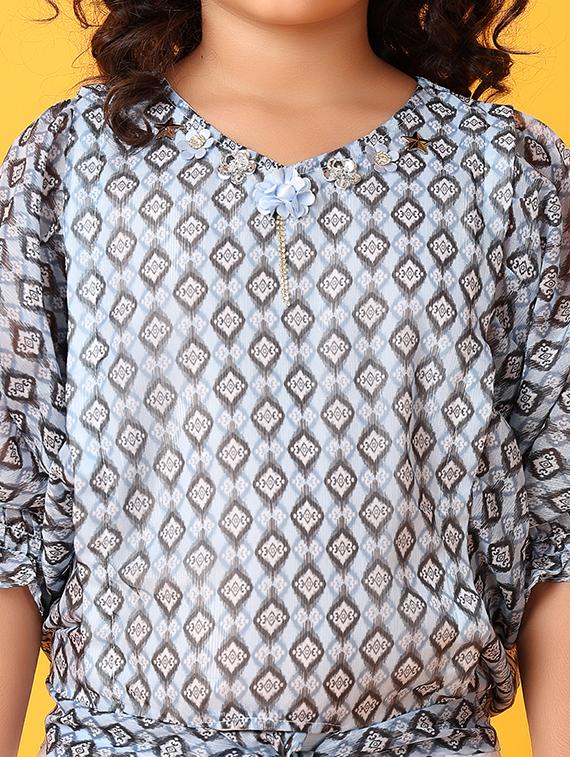 girls printed three quarter sleeves twin set - 21372034 - Standard Image - 5