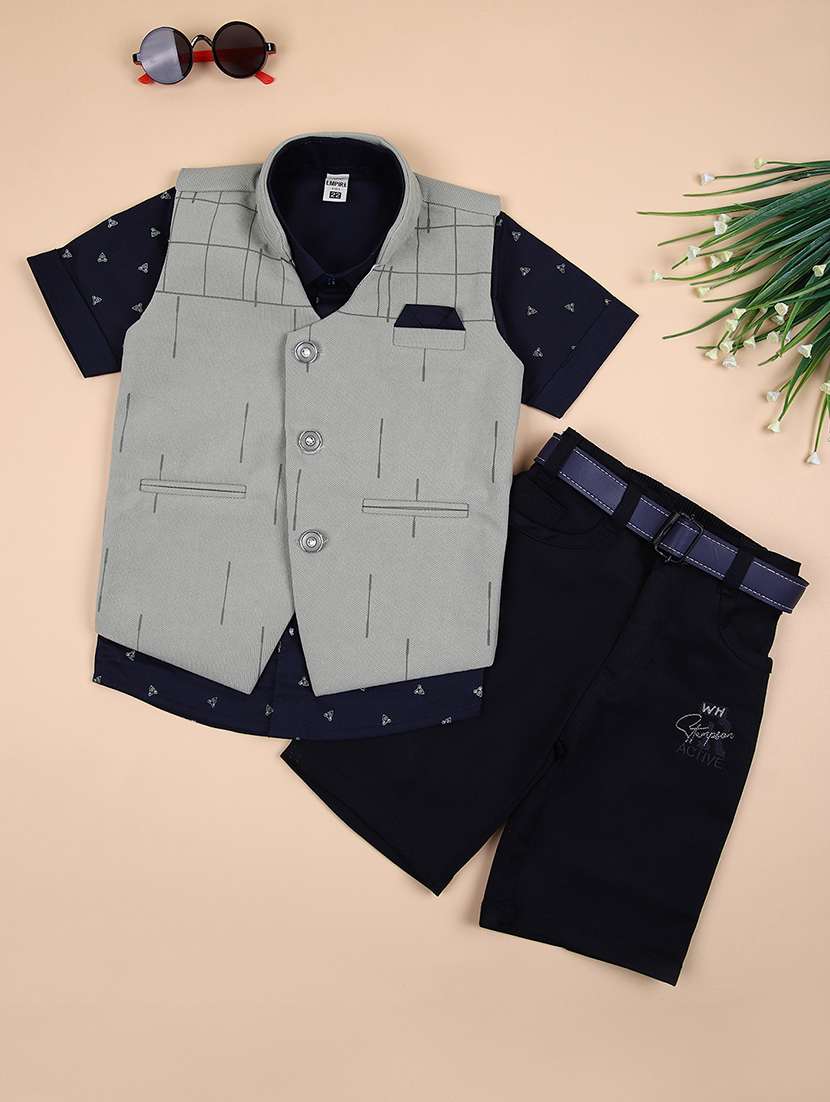 boys printed shirt & shorts set
