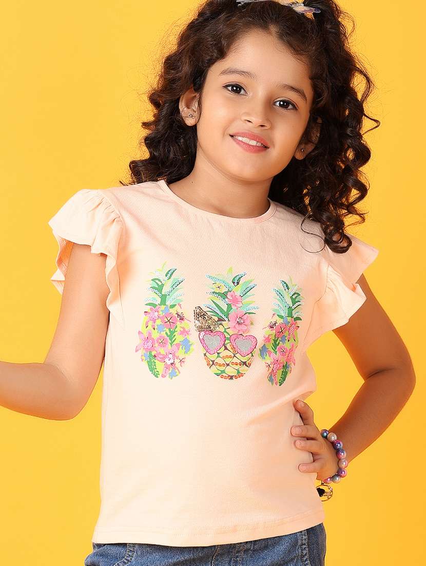 girls printed tees & three fourth twin sets