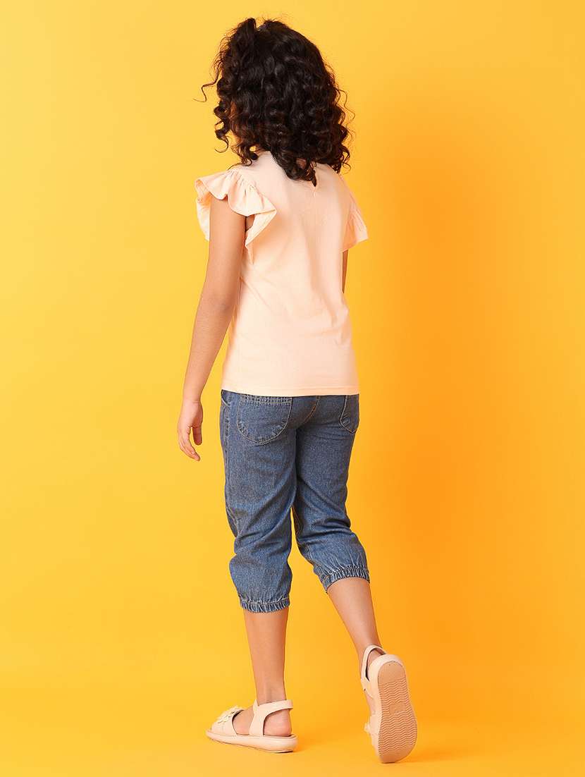girls printed tees & three fourth twin sets - 21372058 -  Standard Image - 3