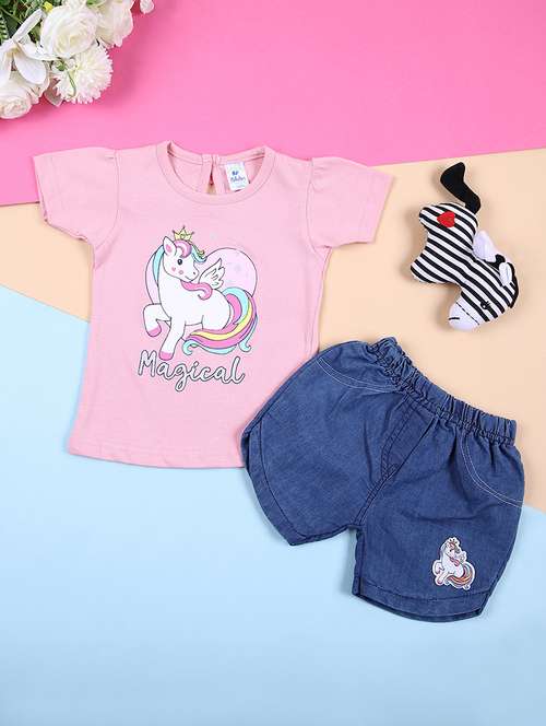 girls printed casual wear short set - 21372202 - Standard Image - 0