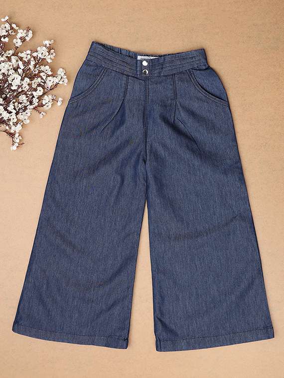 girls mid rise solid palazzo