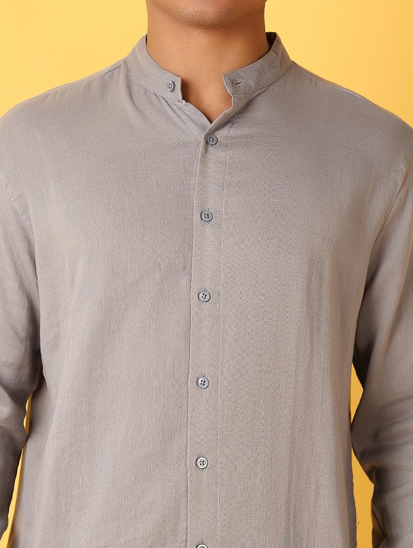 men solid long sleeve casual shirt - 21372215 - Standard Image - 5