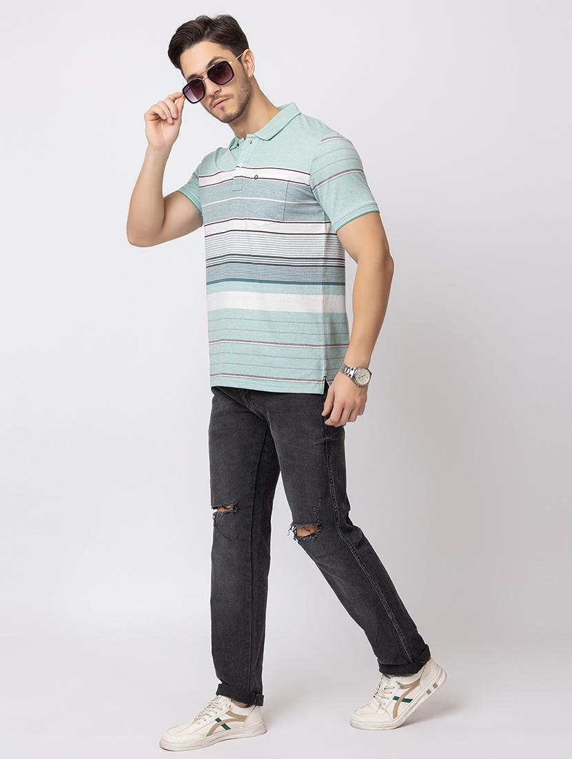 men polo neck stripes t-shirt - 21372314 - Standard Image - 3