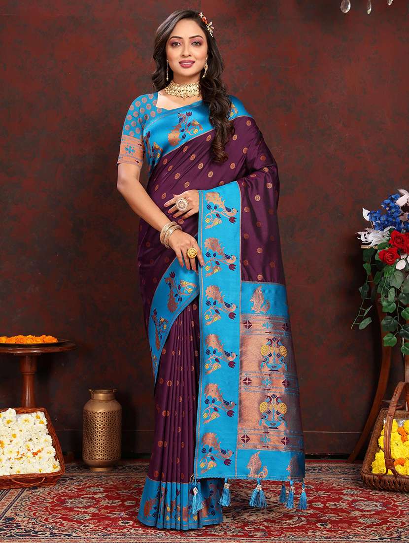 women self design paithani saree with blouse - 21372448 -  Zoom Image - 0