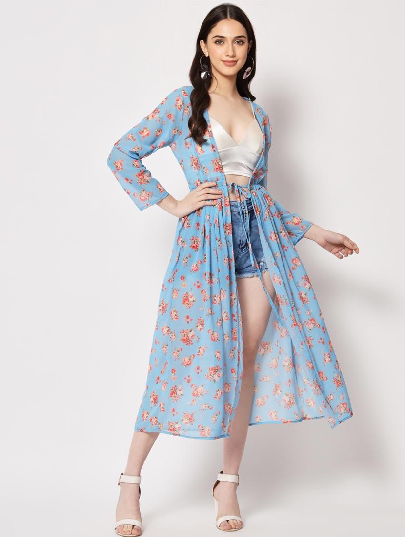light blue florals printed shrug - 21372686 - Zoom Image - 0