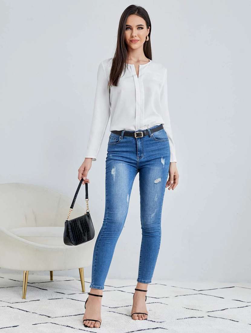 women white polyester regular top - 21374052 - Standard Image - 5