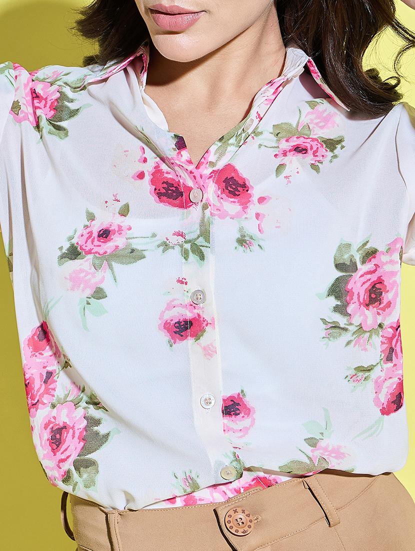 women floral print collared long sleeves shirt - 21374081 - Standard Image - 5