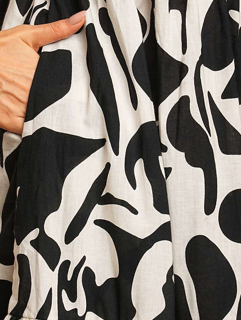 women black printed fit & flare dress - 21374151 -  Standard Image - 5