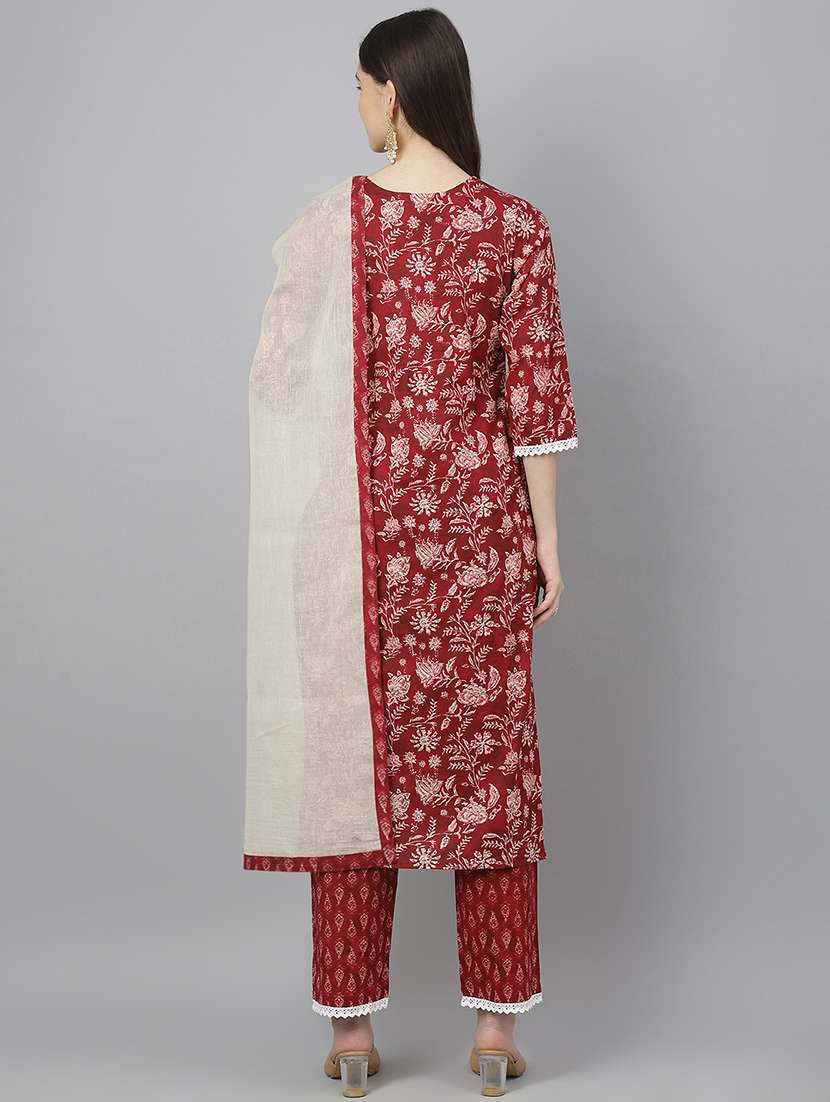 women three quarter sleeve kurta pant with dupatta set - 21374161 -  Standard Image - 3