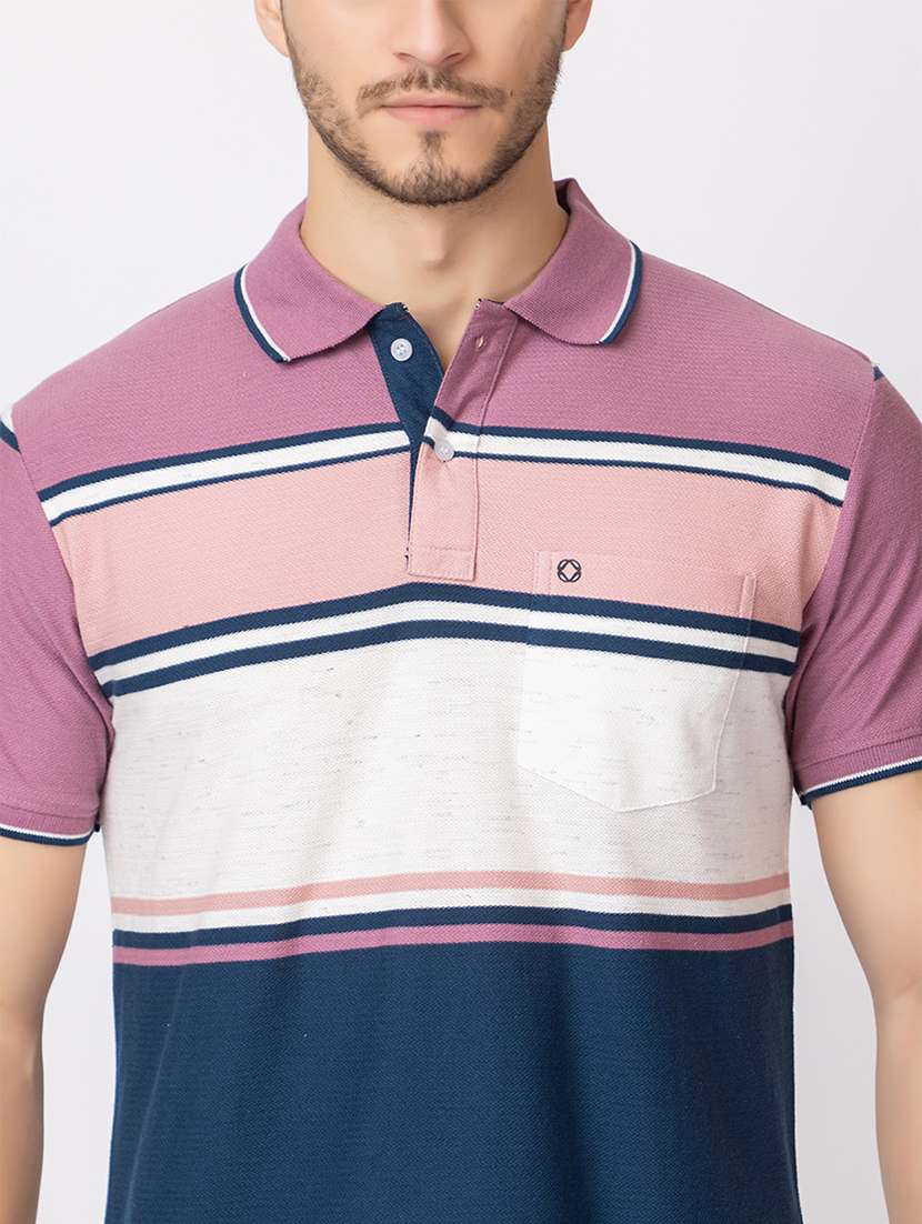 men polo neck color block t-shirt - 21374171 - Standard Image - 5