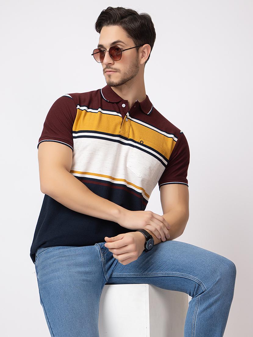 men polo neck color block t-shirt - 21374172 - Standard Image - 3
