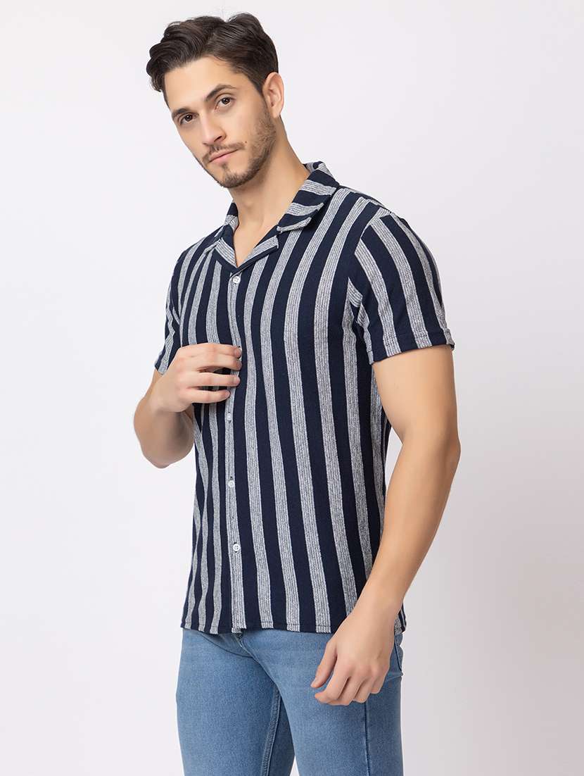 men stripes short sleeves casual shirt - 21374409 -  Zoom Image - 0