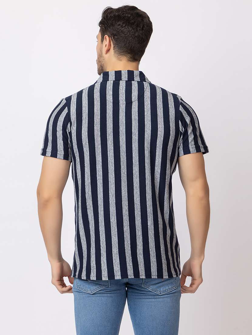 men stripes short sleeves casual shirt - 21374409 - Standard Image - 3