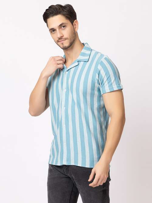 men stripes short sleeves casual shirt - 21374410 -  Standard Image - 0