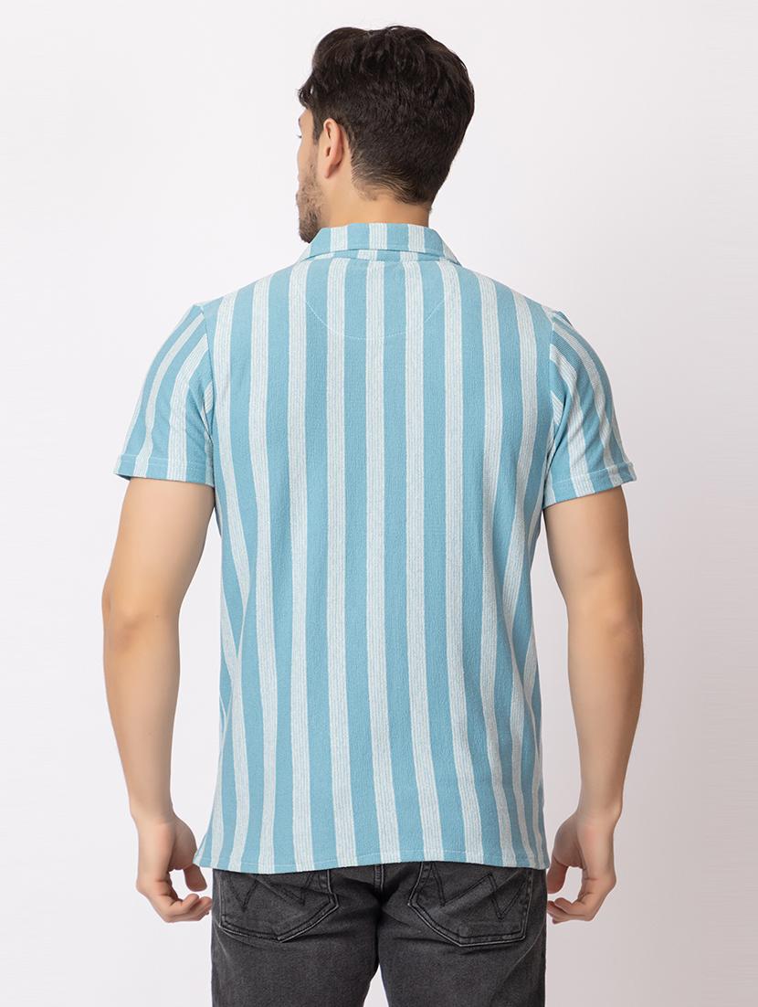 men stripes short sleeves casual shirt - 21374410 - Standard Image - 3