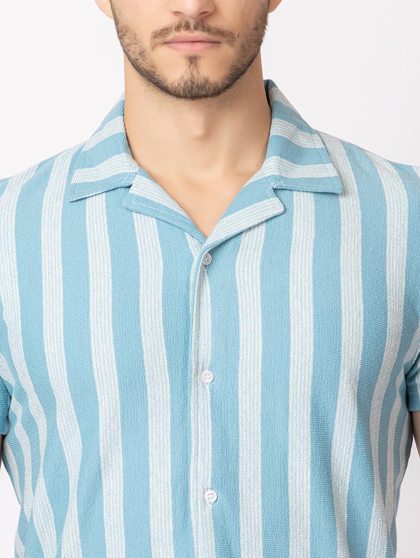 men stripes short sleeves casual shirt - 21374410 - Standard Image - 5