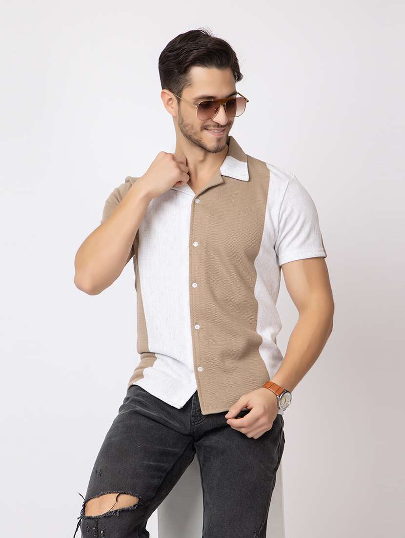 men color block short sleeves casual shirt - 21374415 - Standard Image - 3