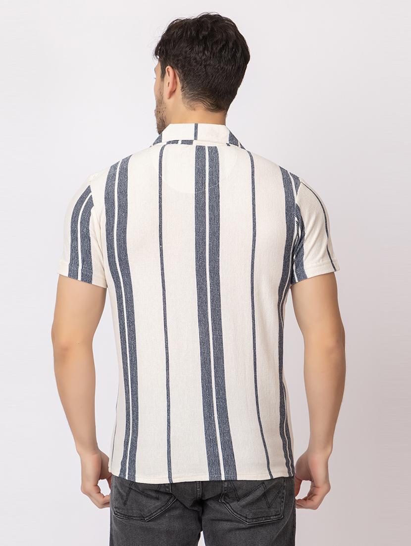 men stripes short sleeves casual shirt - 21374418 - Standard Image - 3