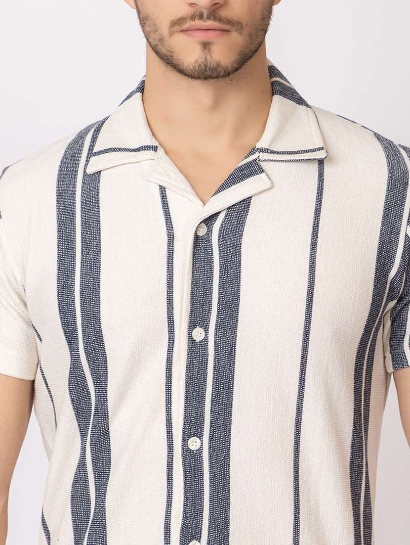men stripes short sleeves casual shirt - 21374418 - Standard Image - 5