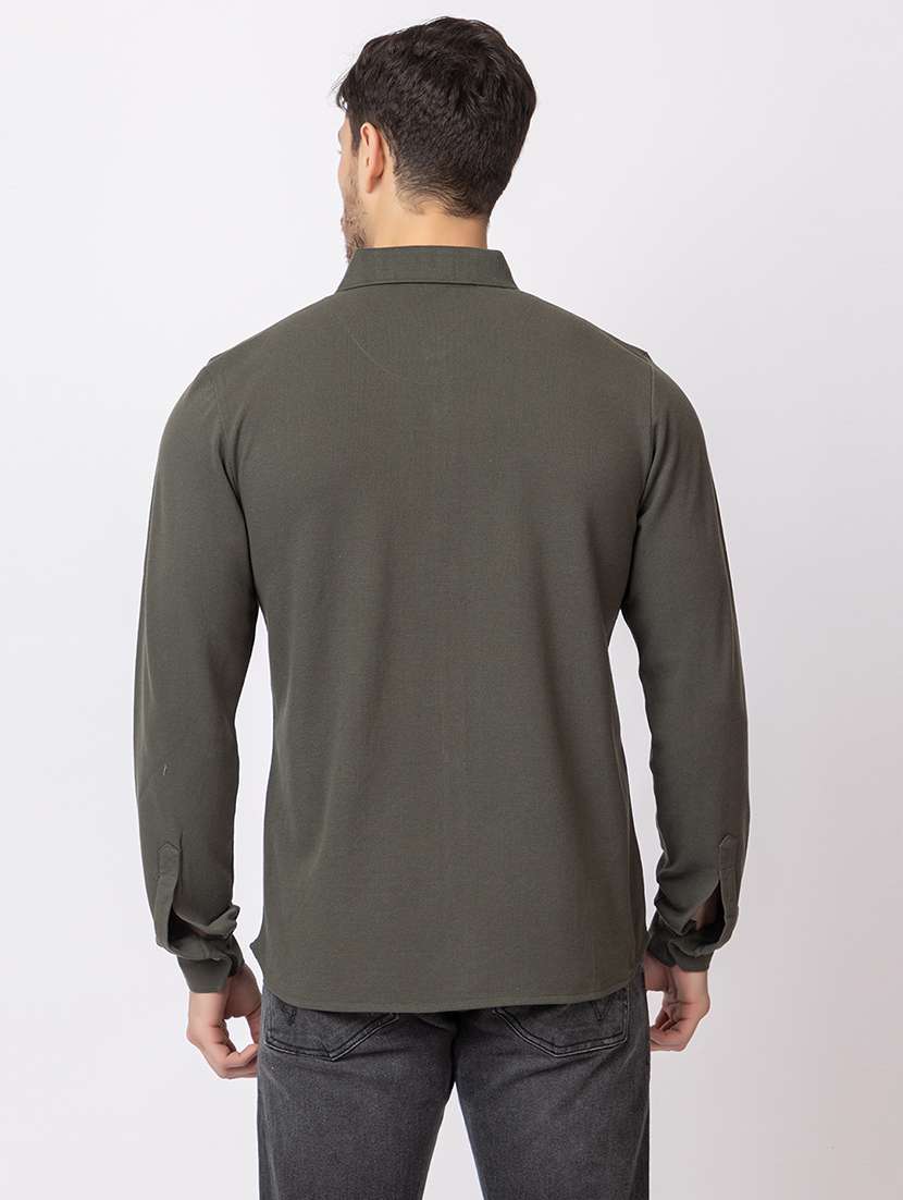 men solids long sleeves casual shirt - 21374426 - Standard Image - 3