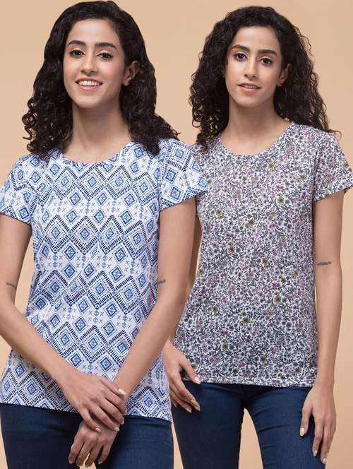 women printed multi colored combo t-shirt - 21374434 - Standard Image - 0