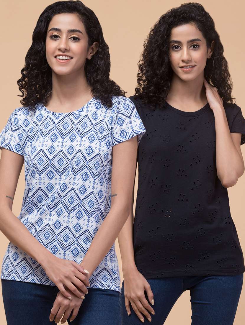 women printed multi colored combo t-shirt - 21374435 -  Zoom Image - 0