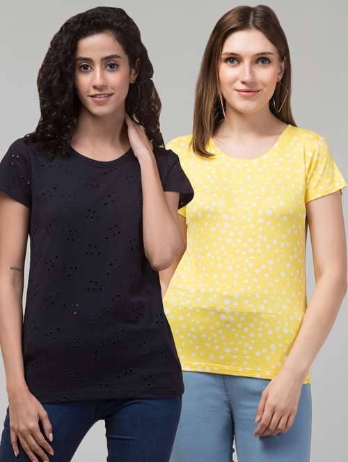 women printed multi colored combo t-shirt - 21374437 - Standard Image - 0