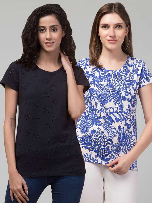 women printed multi colored combo t-shirt - 21374438 -  Standard Image - 0