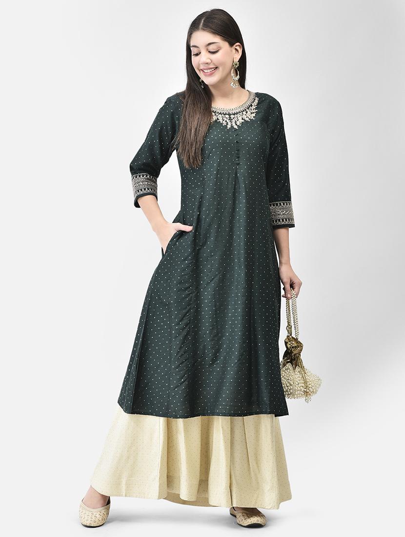 women three quarter sleeve a-line kurta