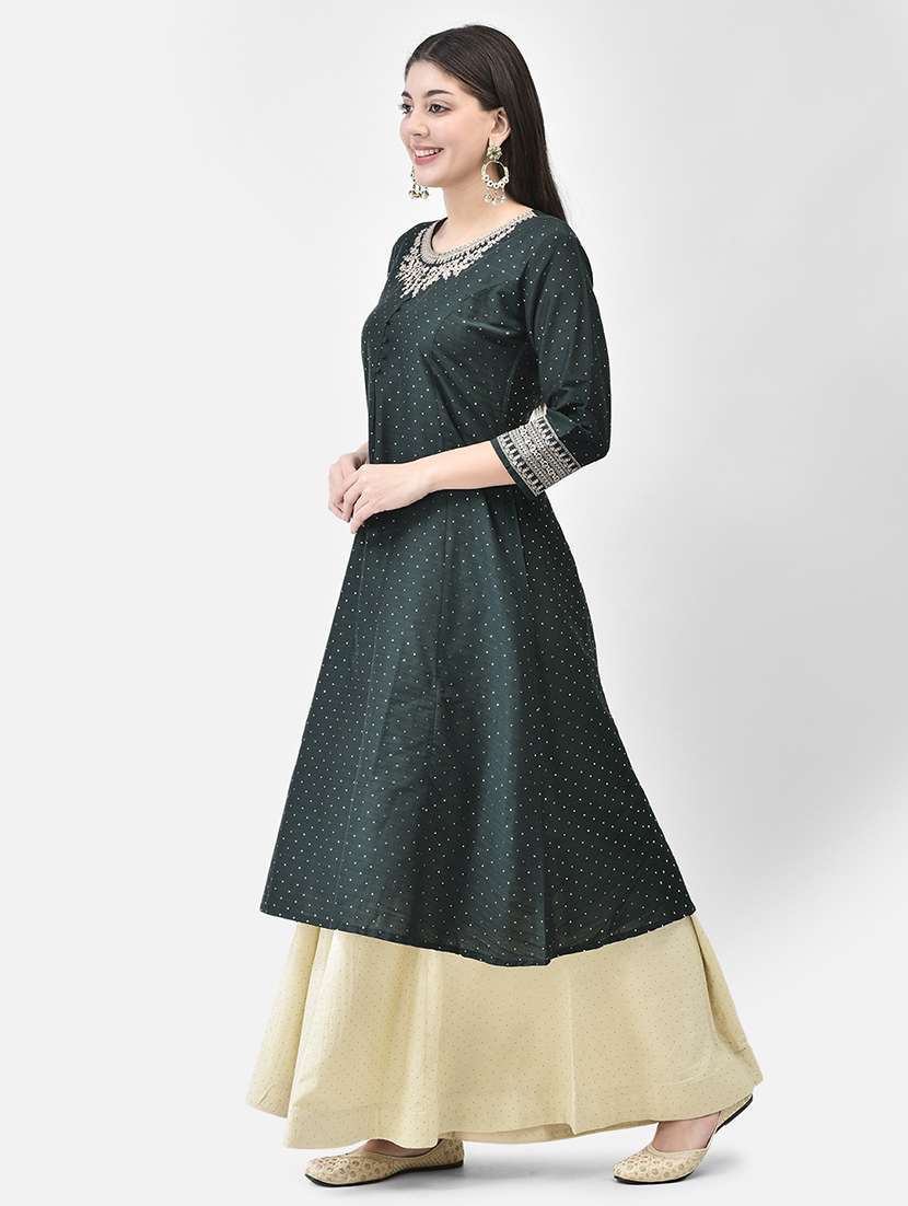 women three quarter sleeve a-line kurta - 21374470 - Standard Image - 3
