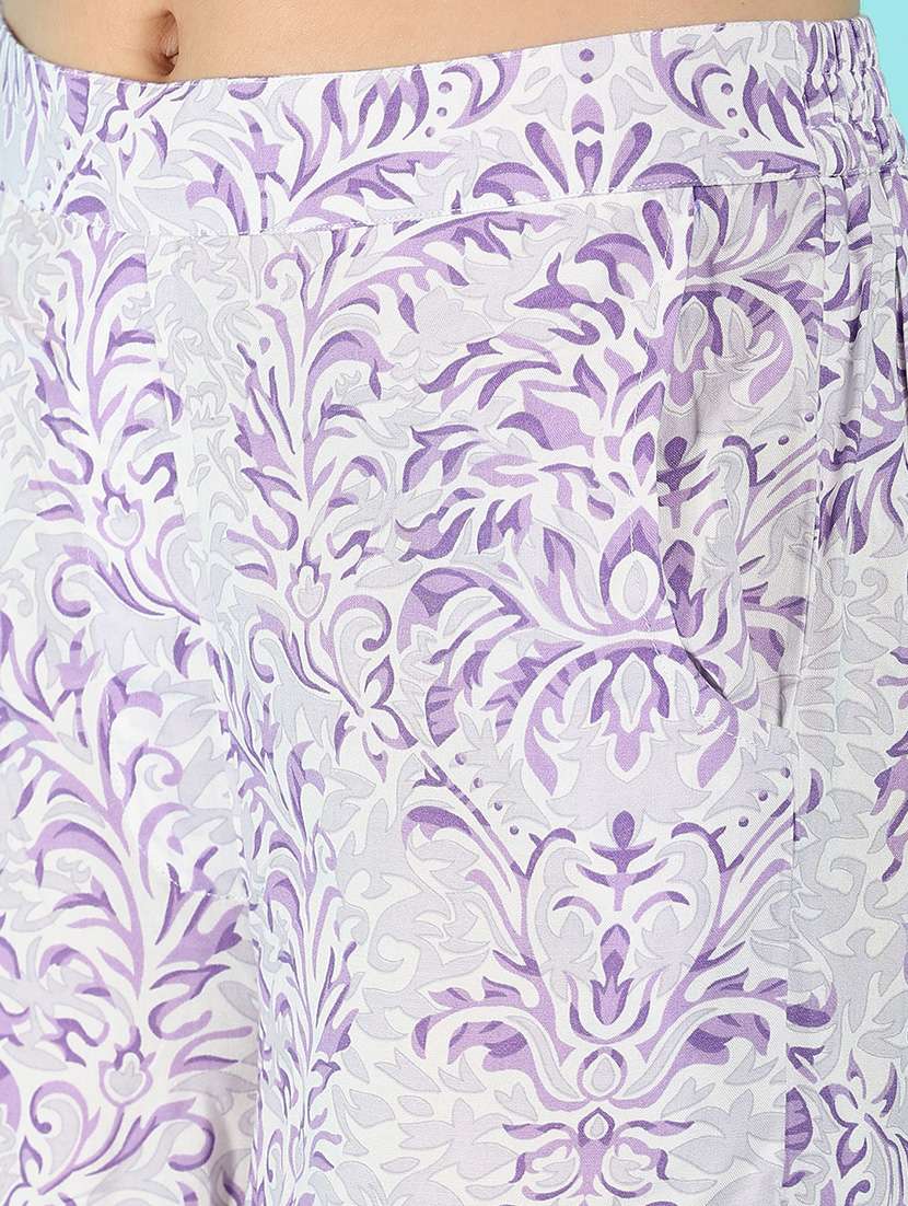 women mid-rise printed wide leg trouser - 21374605 -  Standard Image - 5