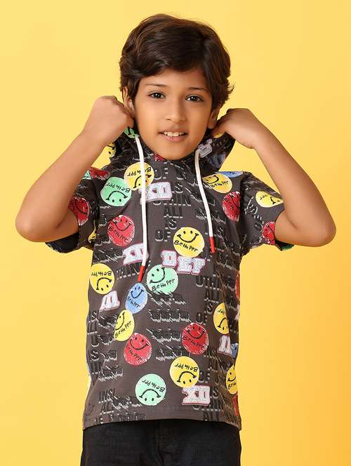 boys all ovder print hooded t-shirt - 21374737 - Standard Image - 0